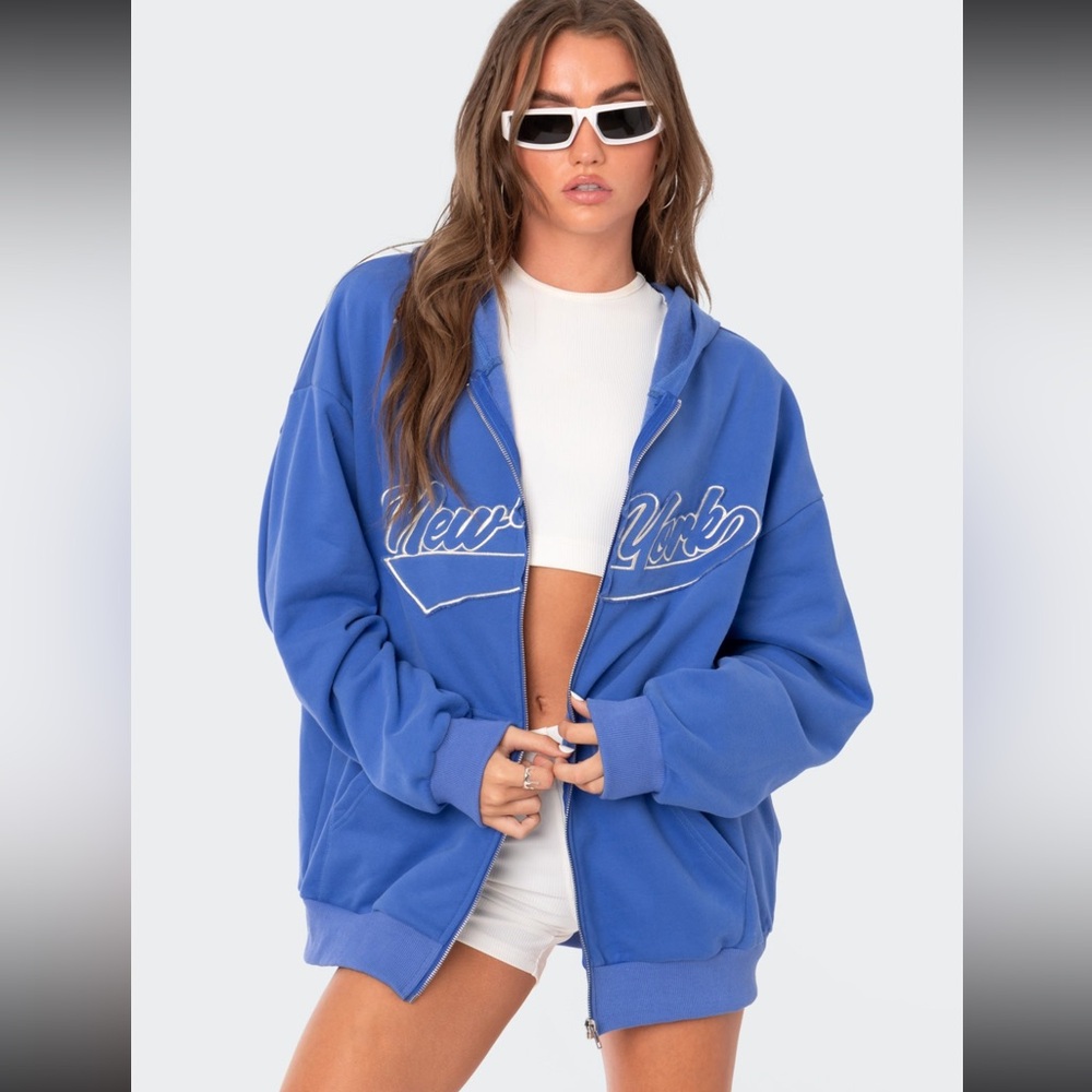 Edikted Blue New York Hoodie